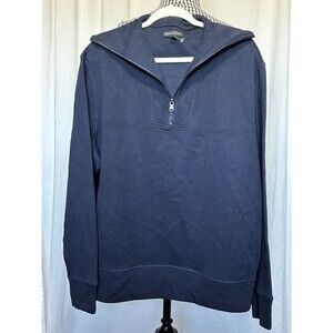 NWOT Banana Republic FRENCH RIB HALF-ZIP Pullover Sweater Color: Preppy Navy XL